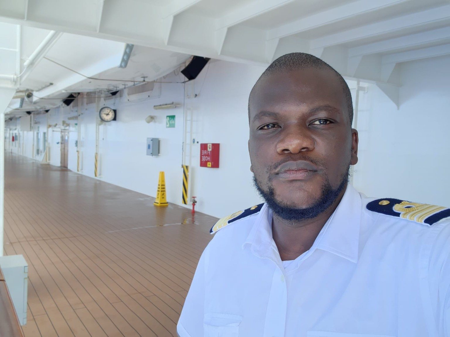 Dr Ezekiel Aluda Osolika in shipboard uniform