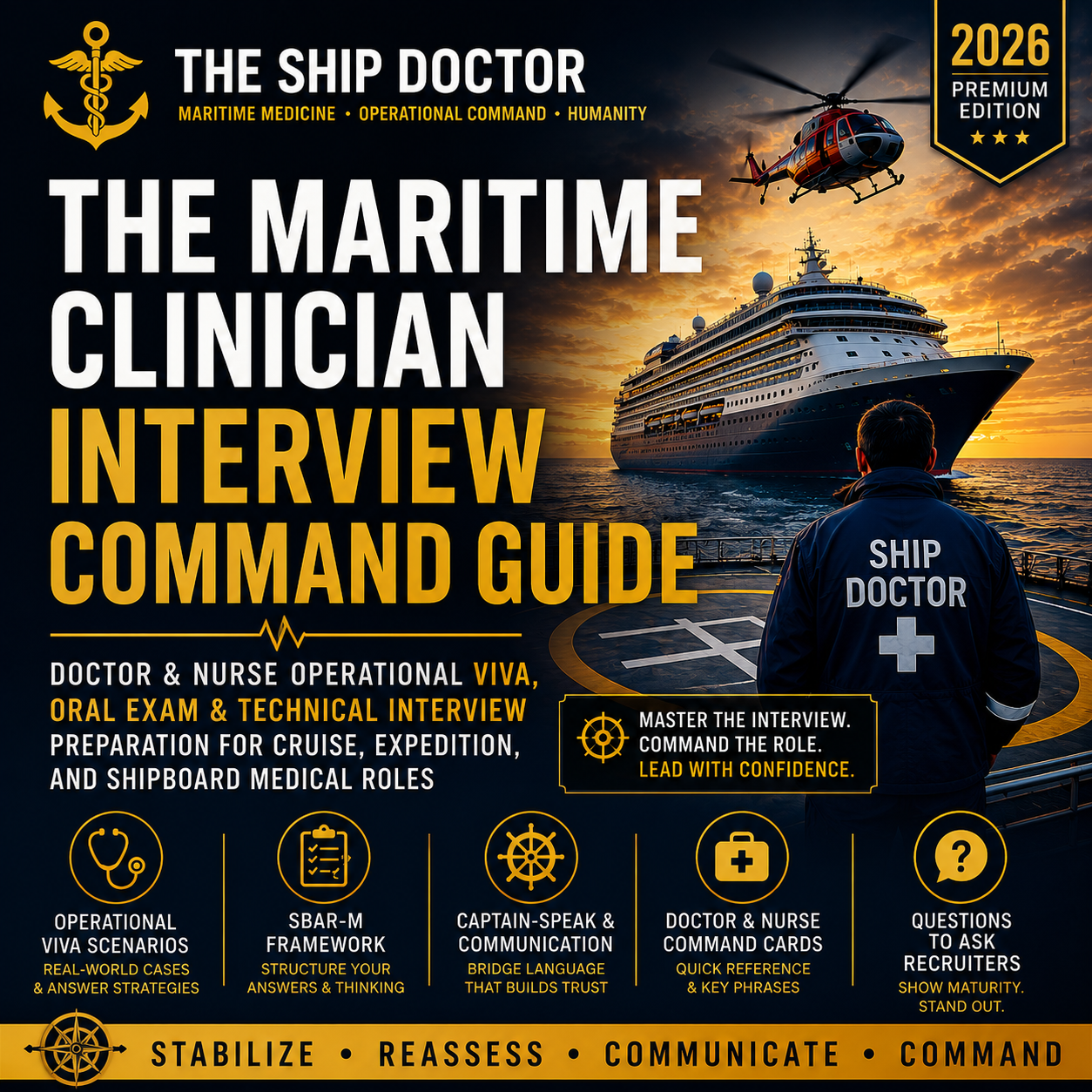 Interview Command Guide — 3D cover for maritime medical interview preparation